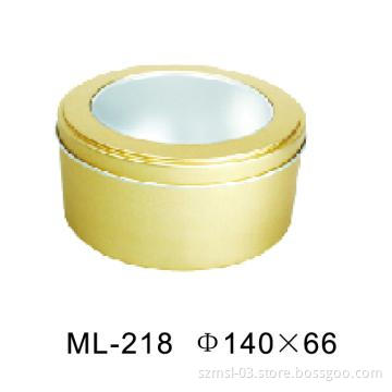 round tin box with clear window, metal box, gift box